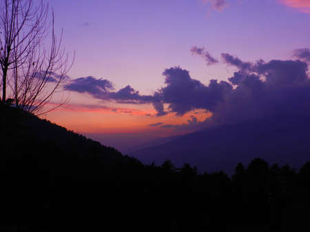 Mountain Sunset Silhouette from J&K Indiaの写真素材