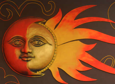 Sun and Moon with Face - Backgroundの写真素材