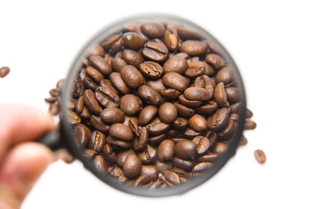 Image of coffee beans and magnifier
