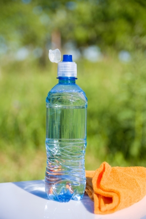 Image of the bottle of water and towelの写真素材