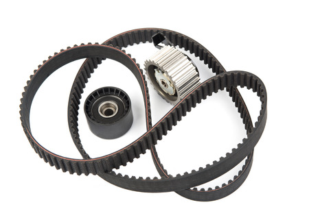 Image of timing belt with rollers isolated