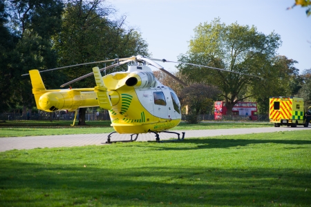Image of air ambulance and car ambulanceのeditorial素材
