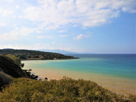 Sandy beach in creteの写真素材