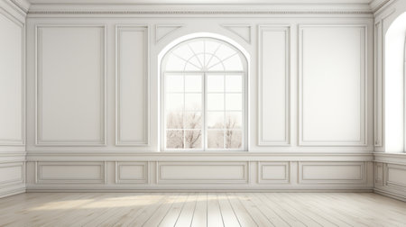White room with blank window new modernの素材