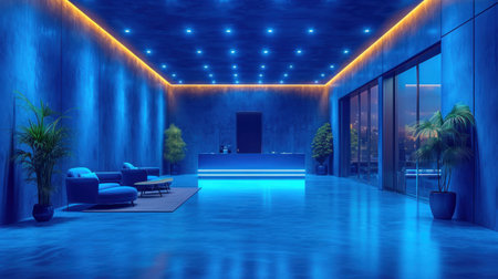 Ethereal Blue Oasis: A Modern Architectural Marvel Bathed in Serenityの素材