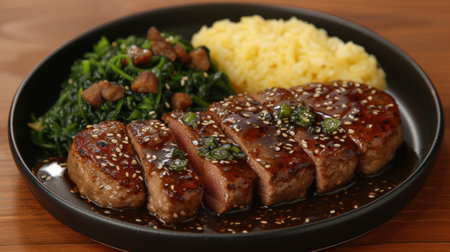 Succulent Grilled Steak with Fresh Sidesの素材