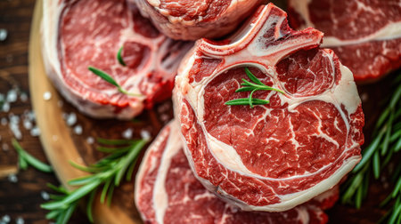 Succulent Marbled Steaks Ready for the Grillの素材