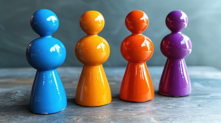 Vibrant Assembly: Colorful Game Pieces in Harmonious Gatheringの素材