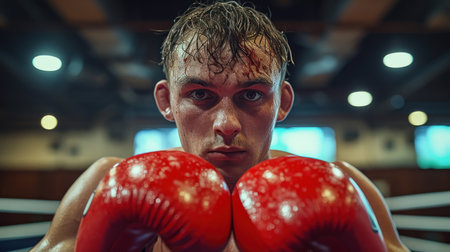 The Fighter's Focus: A Glimpse into the Intensity of Trainingの素材