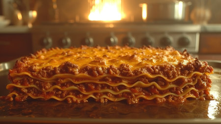 Golden Baked Lasagna Fresh from the Ovenの素材