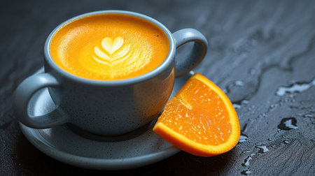 "Morning Harmony: A Vibrant Coffee Amidst Fresh Oranges"の素材