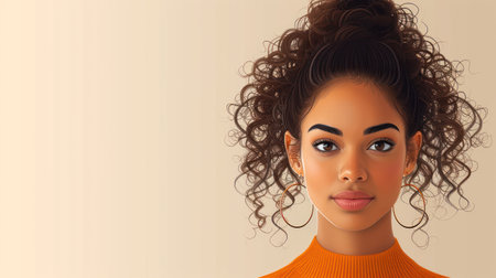 Elegance in Simplicity: A Portrait of Graceful Curly Hairの素材