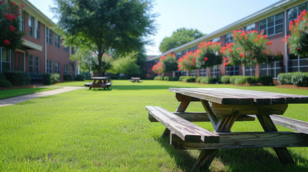Sunny Retreat: A Peaceful Campus Green Spaceの素材