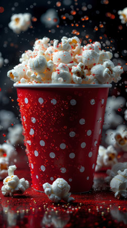 A Symphony of Popcorn in a Starry Red Bucketの素材
