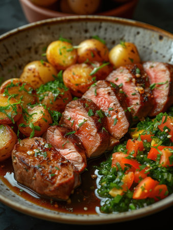 Succulent Grilled Steak and Vegetables Feastの素材