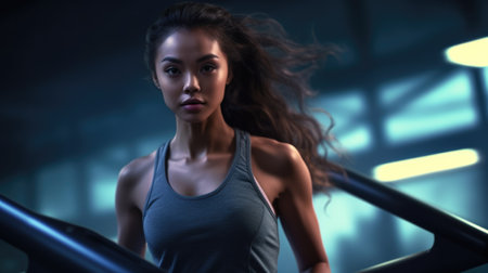 Beautiful women, long curly hair in a ponytail,の素材