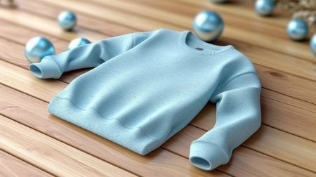 mockup of blank light blue thick sweatshirt with no designの素材