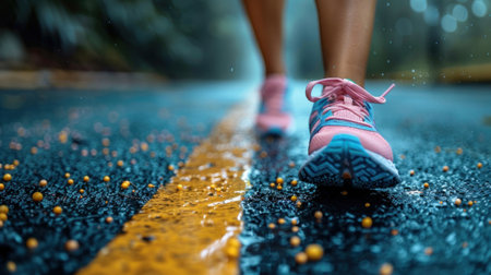 A Rain-Kissed Journey: Steps Illuminated by Nature's Touchの素材