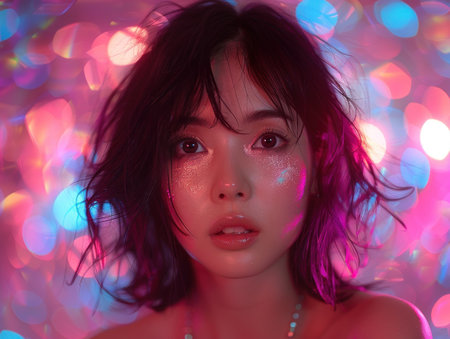 "Enigmatic Radiance: A Dance of Lights and Shadows"の素材