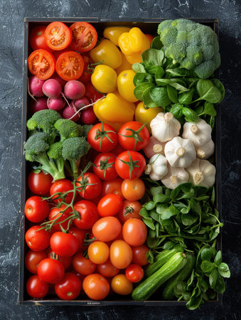 Harvest Bounty: A Colorful Array of Fresh, Organic Vegetablesの素材