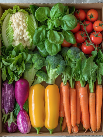 A Symphony of Freshness: Colorful Assortment of Organic Vegetablesの素材
