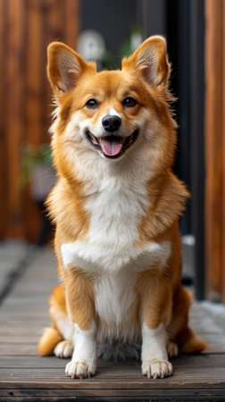Radiant Corgi Basking in Gentle Sunlightの素材