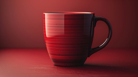 Elegant Red Mug on a Textured Surface Illuminated by Soft Lightingの素材