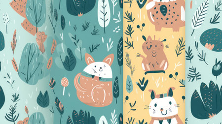 Fun and adorable patterns suitable for children's products and nursery decorの素材