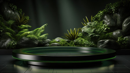 A circular podium in centre, studio lightingの素材