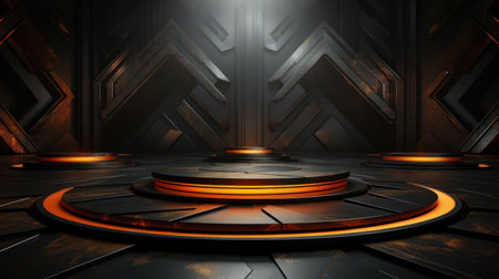 A circular podium in centre, studio lightingの素材