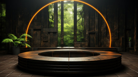 A circular podium in centre, studio lightingの素材