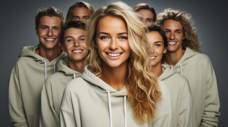 Full body shot of a group shotの素材