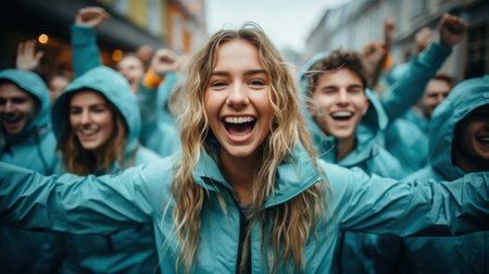 Full body shot of a group shotの素材