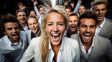 Full body shot of a group shotの素材