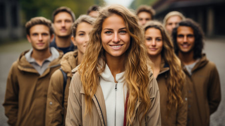 Full body shot of a group shotの素材