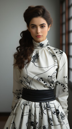 Full - body outfit including shoes of a young beautiful woman modelの素材