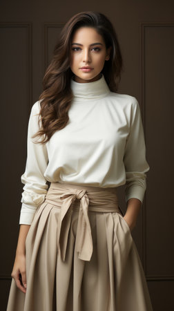 Full - body outfit including shoes of a young beautiful woman modelの素材