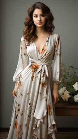 Full - body outfit including shoes of a young beautiful woman modelの素材