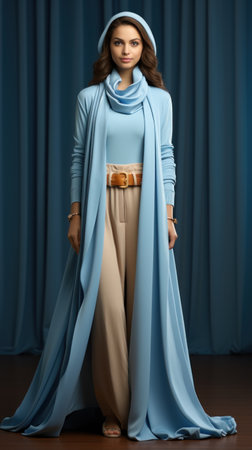 Full - body outfit including shoes of a young beautiful woman modelの素材