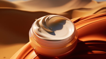 a circular podium in the centre, white moisturizer 30g jar center on the podiumの素材