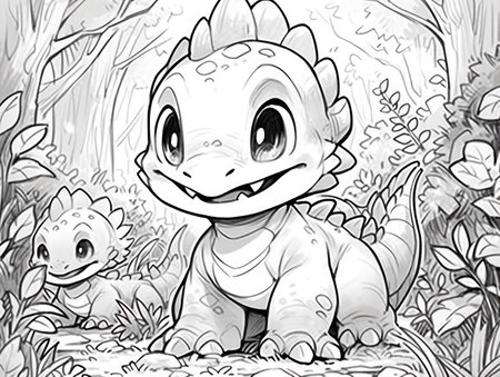 baby dinosaur.Coloring Book, Coloring pagesの素材