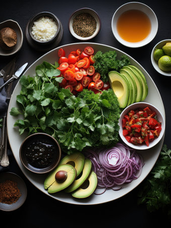 BBQ chicken, overhead shotの素材