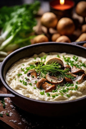 creamy chicken stroganoff served over egg noodles and the mushroom sauceの素材