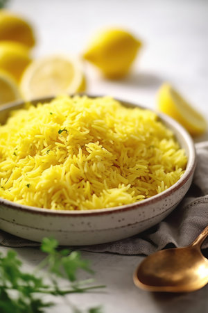 fluffy yellow pilaf riceの素材