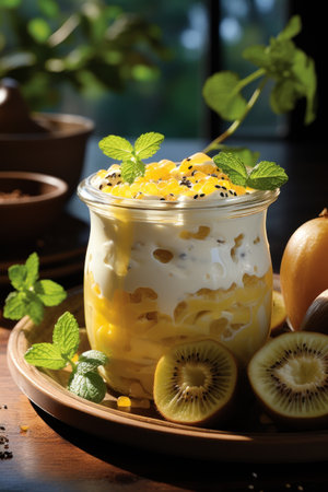 passion fruit curd in a jarの素材