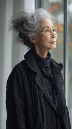 Elegance in Solitude: A Glimpse of Grace Amidst the Autumn Breezeの素材