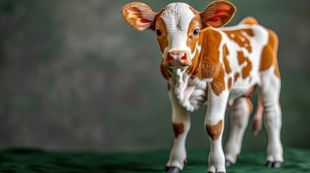 "Innocence and Beauty: A Close-Up Portrait of a Spotted Calf"の素材