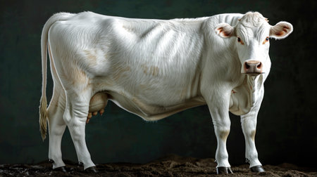 Elegant Portrait of a Majestic White Cowの素材