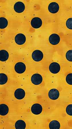 Golden Elegance: A Vibrant Polka Dot Pattern on Textured Canvasの素材