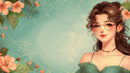 Elegant Lady Amidst Blossoming Flowersの素材